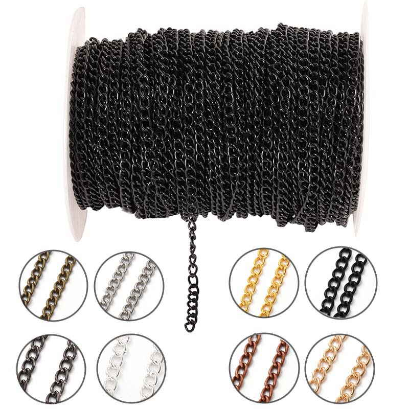Body Jewelry Necklace - 2Meter 2.5/3.5/4.5mm Metalen Platte Ovale Verlengketting